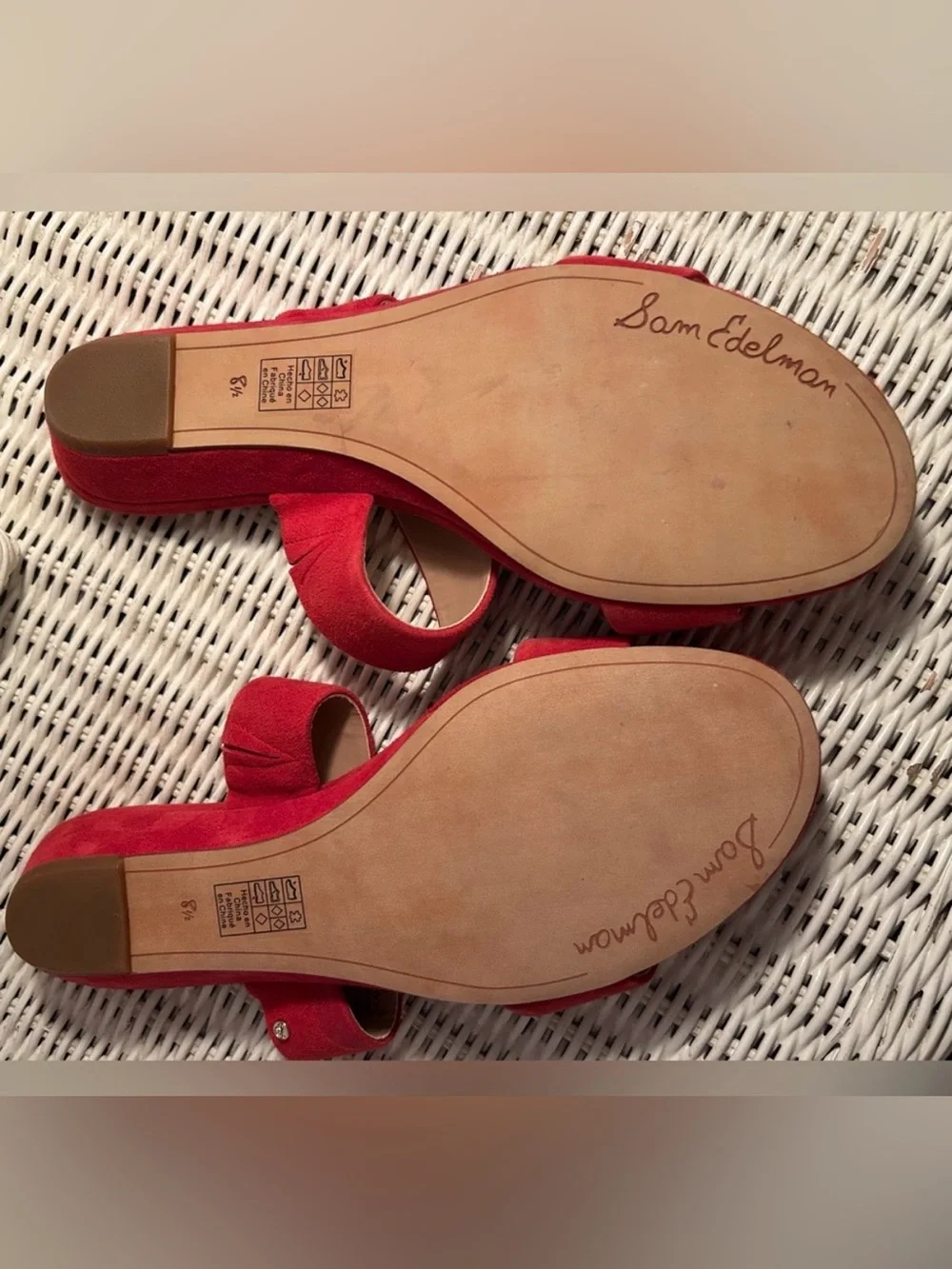 SAM EDELMAN BAY DOUBLE STRAP SLIDE SANDALS - RED SUEDE - SIZE 8.5 - NEW - NO BOX - Picture 2 of 6